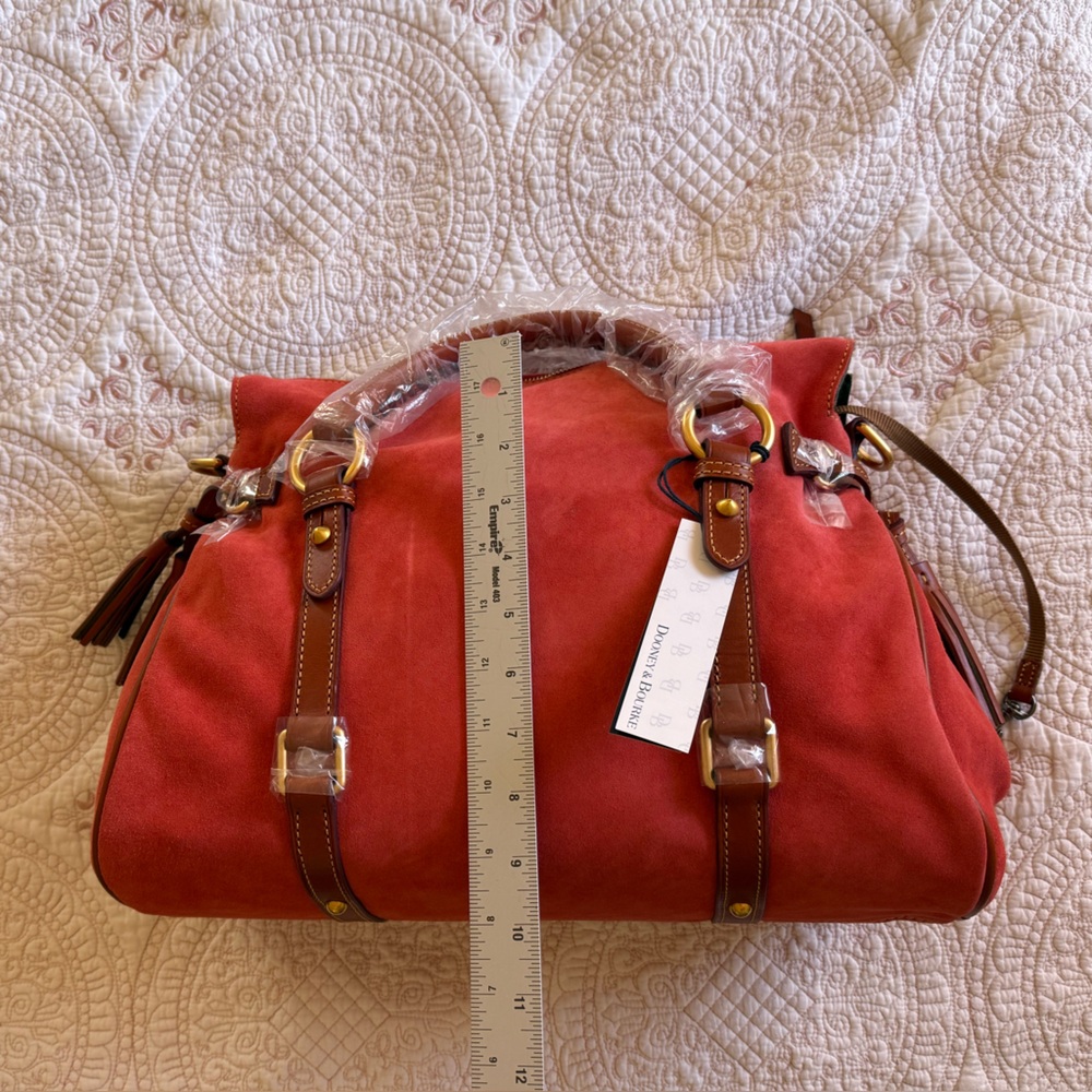 Dooney & Bourke Tomato Red Suede Leather Florentine Satchel - Picture 11 of 12